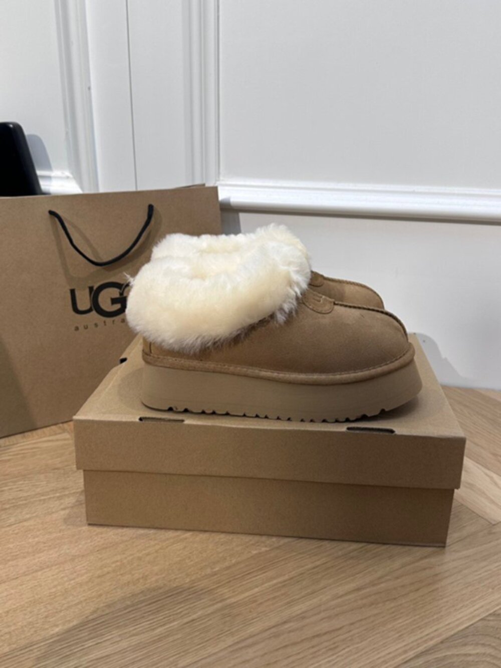 UGG Disquette Platform Suede Brown Ankle Boots